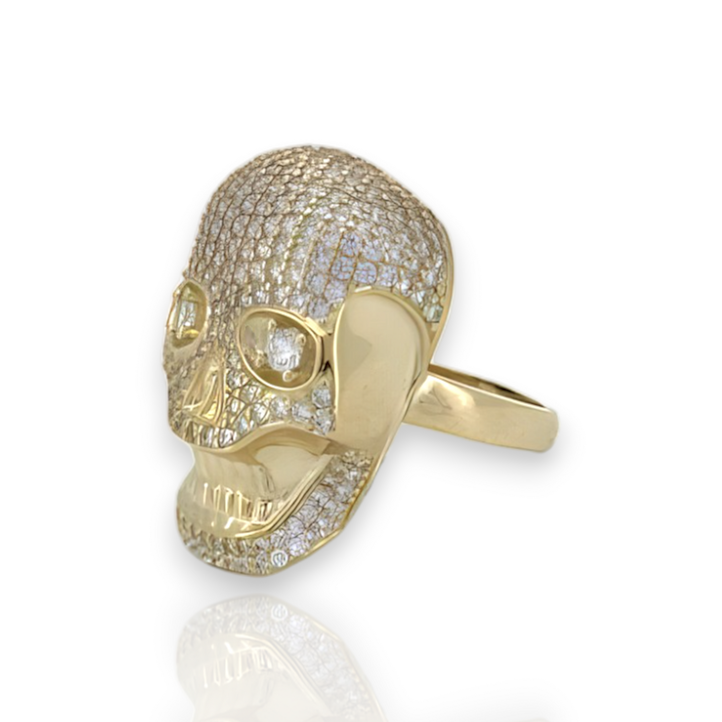 Skull Ring CZ - 10K Yellow Gold