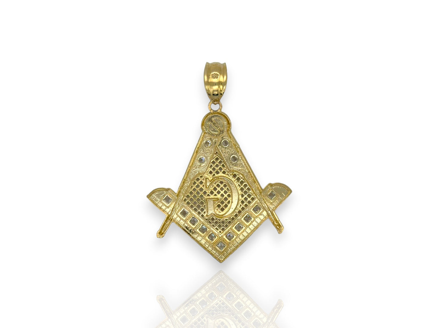 Colgante con símbolo masónico "masón" CZ - Oro amarillo de 10 k