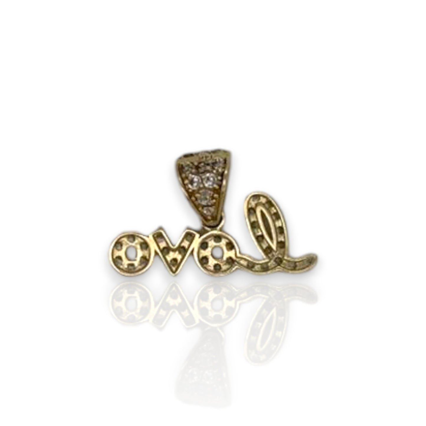Love Cz Pendant - 14K Yellow Gold
