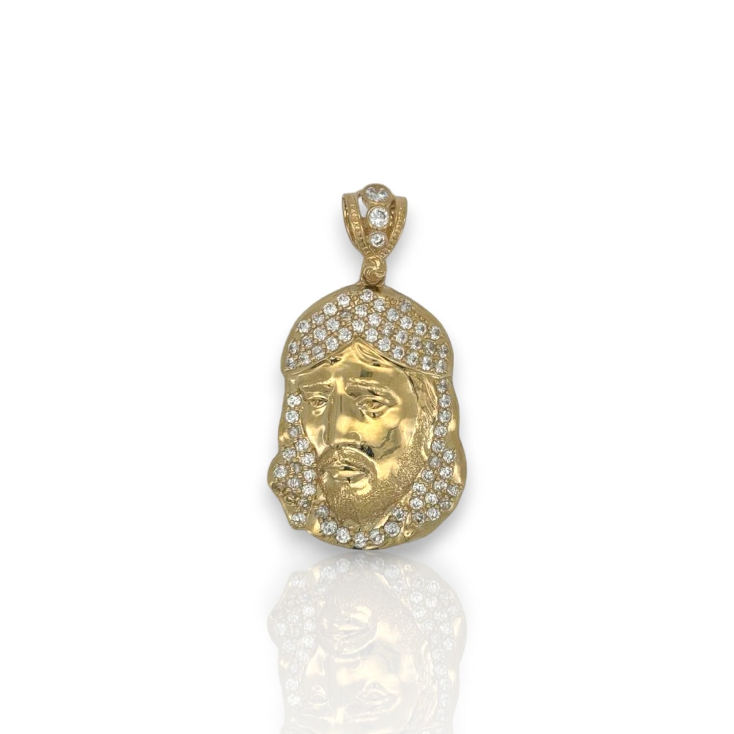 Jesus Head Cz Pendant - 14K Yellow Gold (Copy)