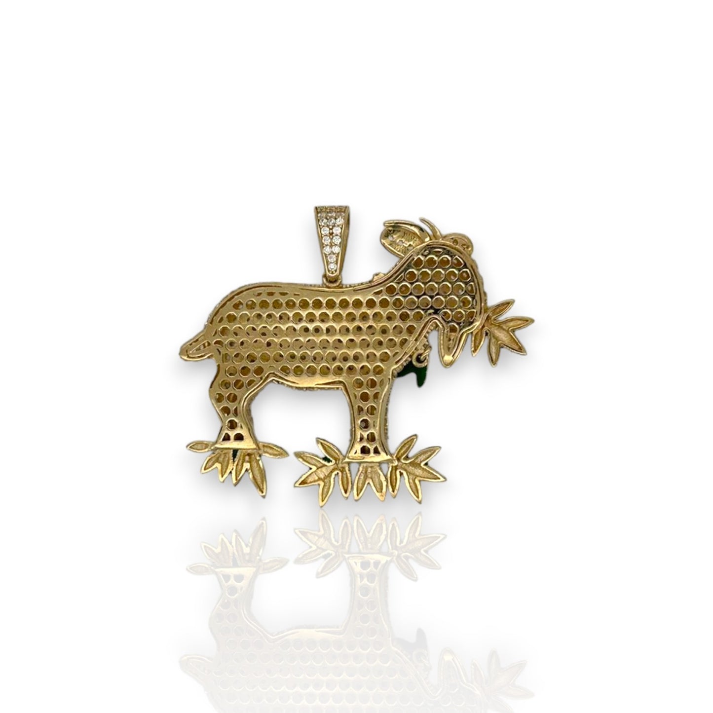 Sheep Cz Pendant - 14k Yellow Gold