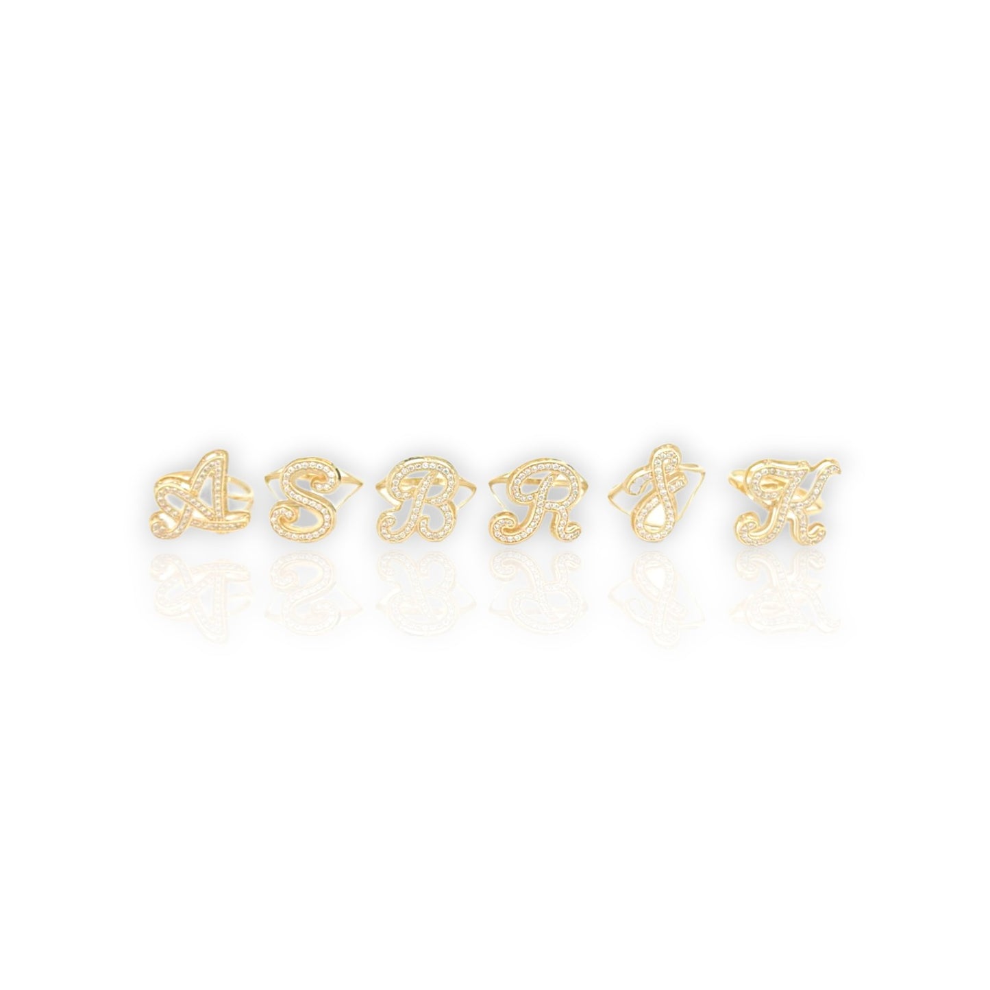 Initial Ring CZ - 10K Yellow Gold
