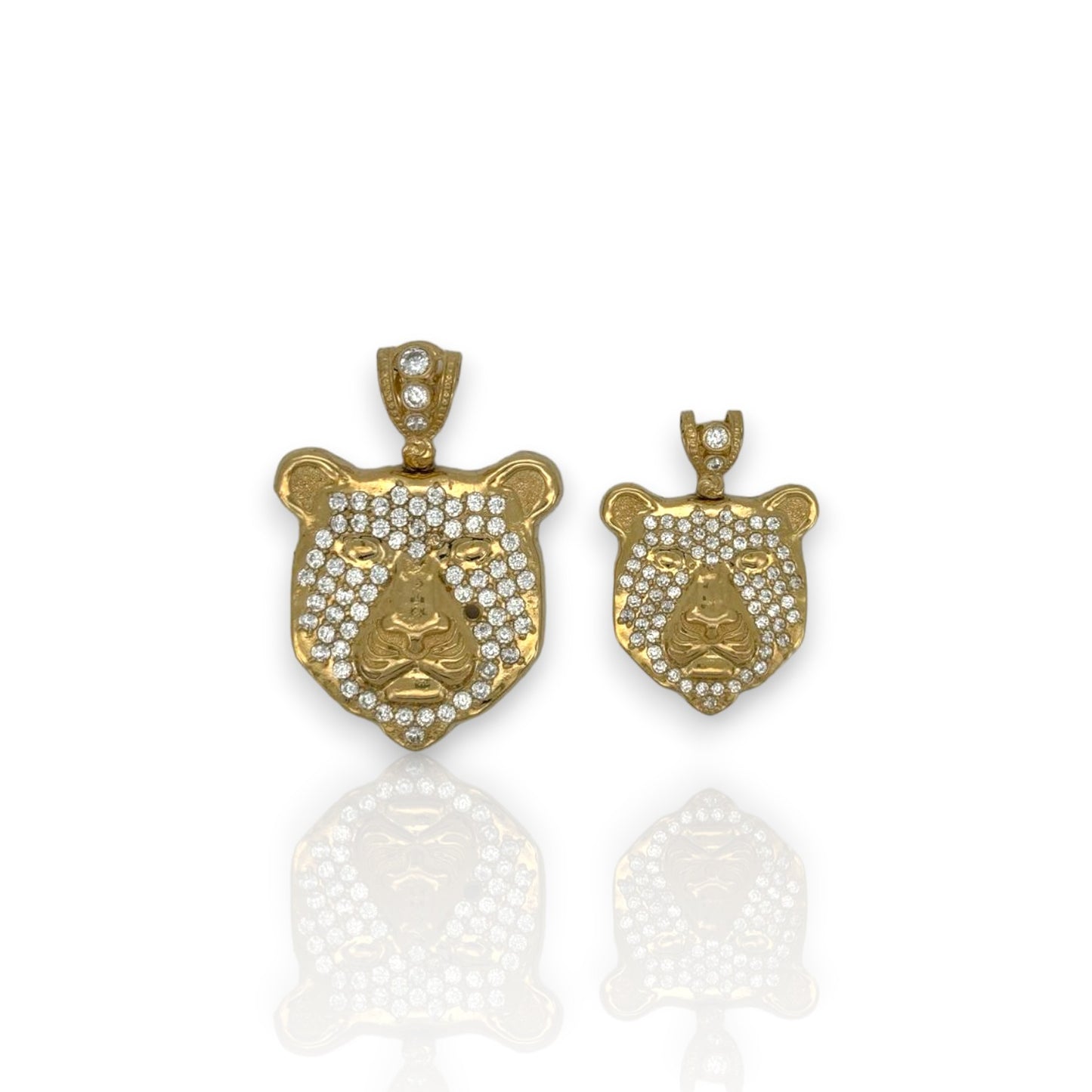 Tiger Cz Pendant - 14K Yellow Gold