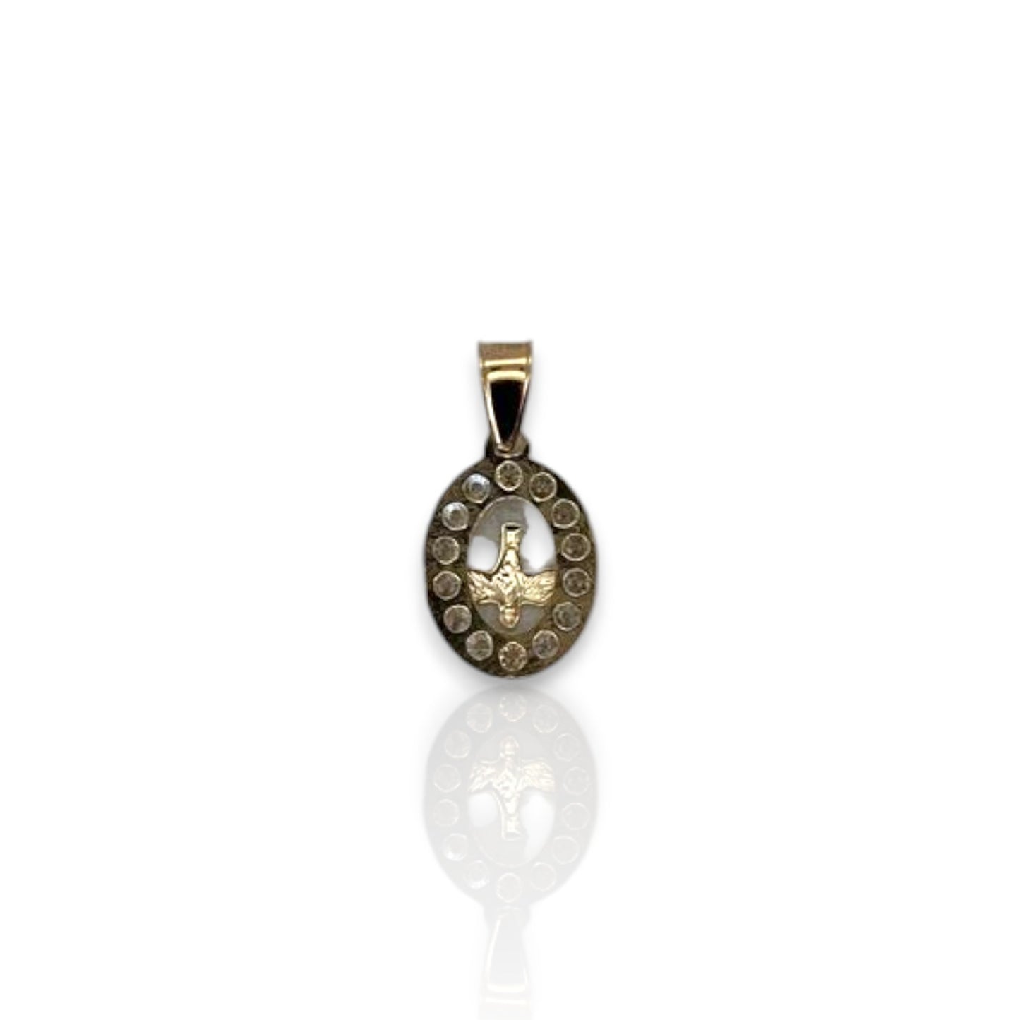 Oval Shape Bird CZ Pendant - 10K Yellow Gold