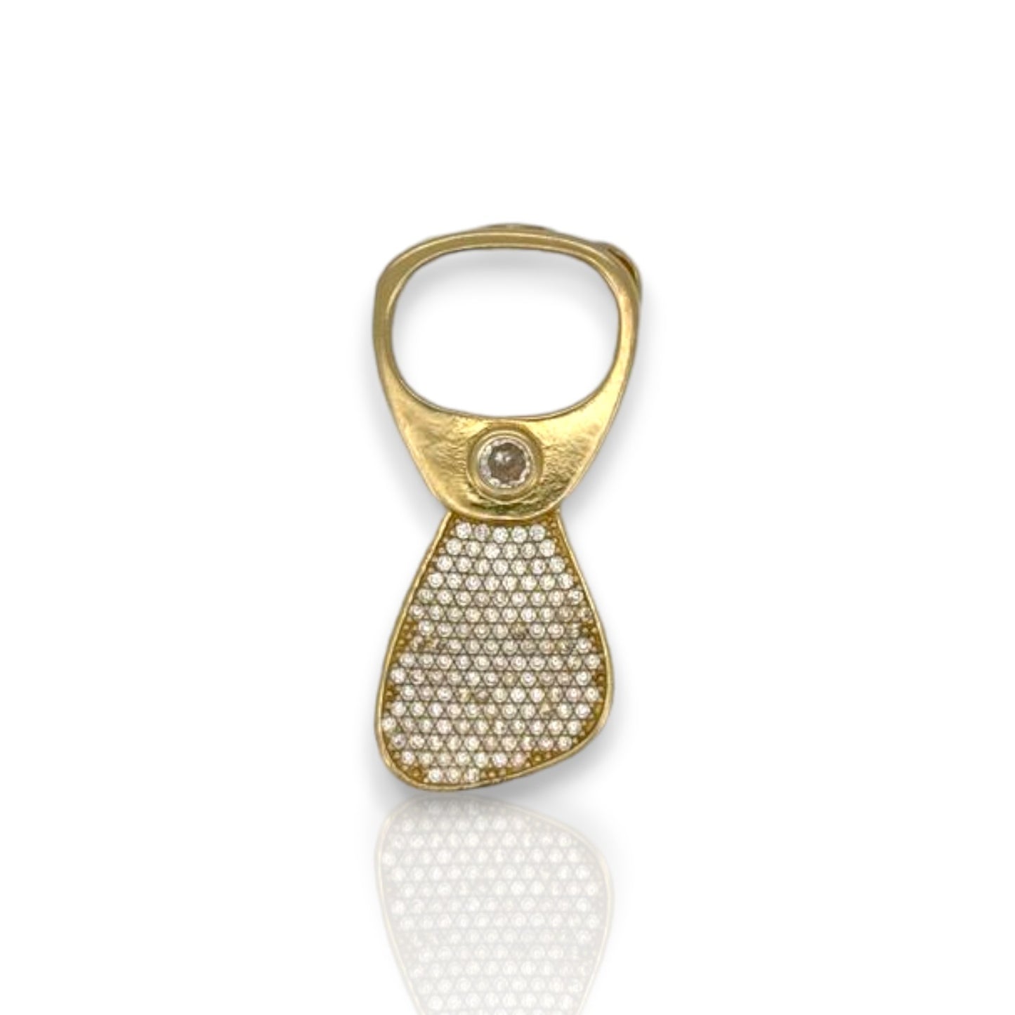 Botle Opener Cz Pendant - 14k Yellow Gold