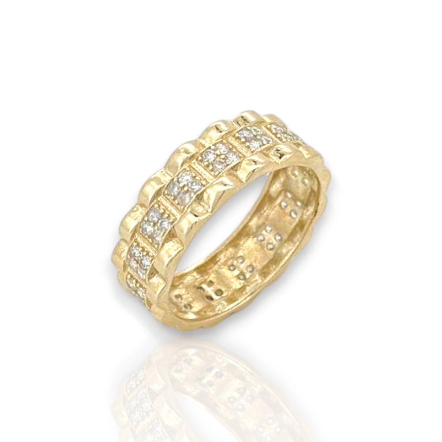 Rail Road Link Ring - 10k Yellow Gold