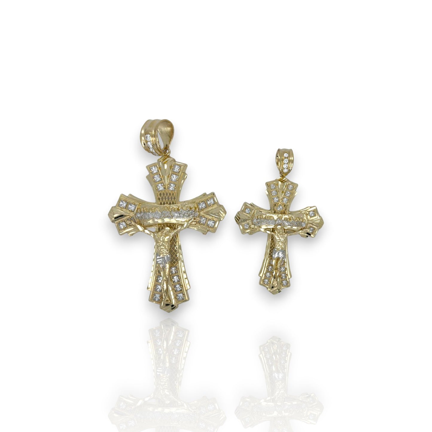 Cross Crucifix Last Supper Pendant - 10k Yellow Gold