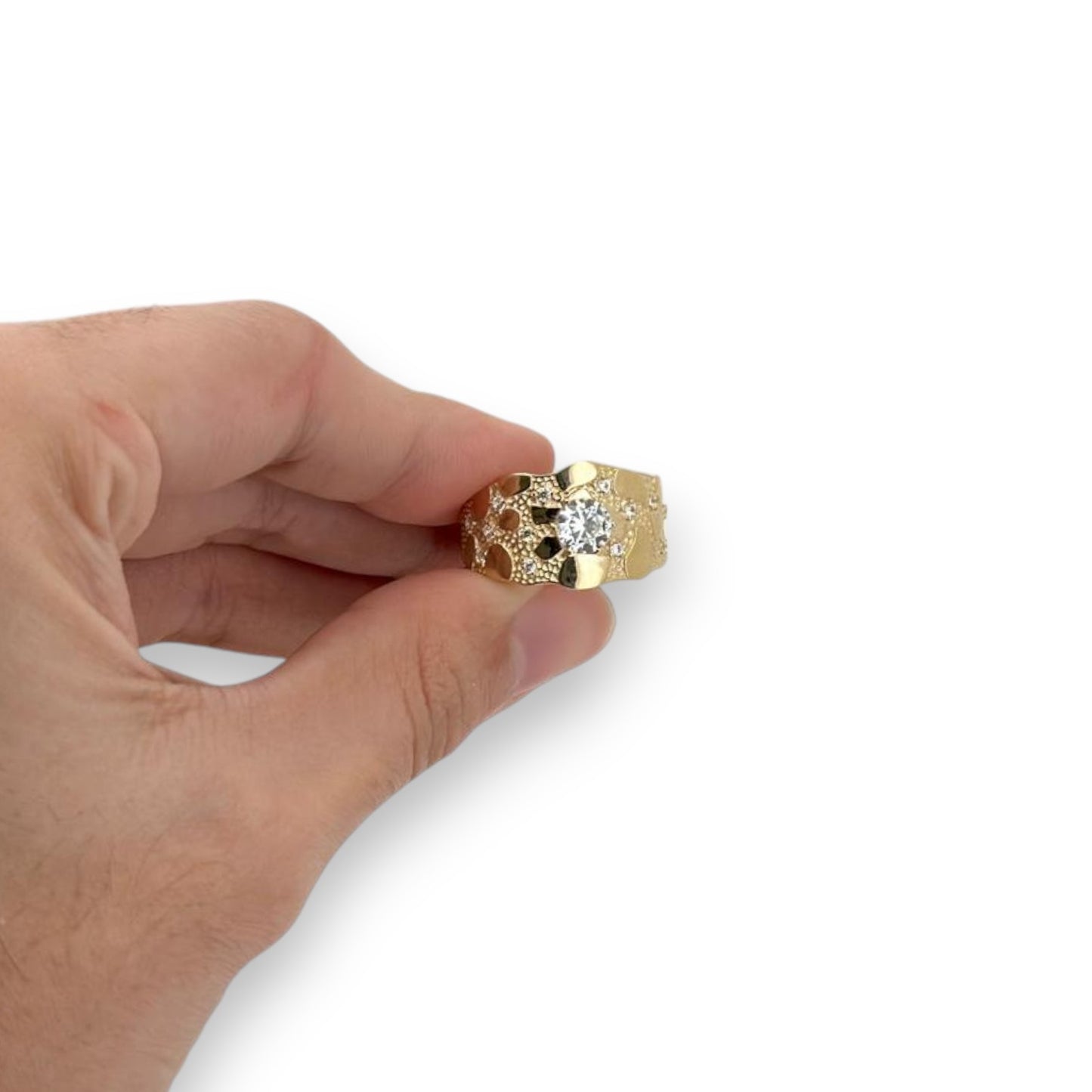 Nugget CZ Ring - 10K Yellow Gold