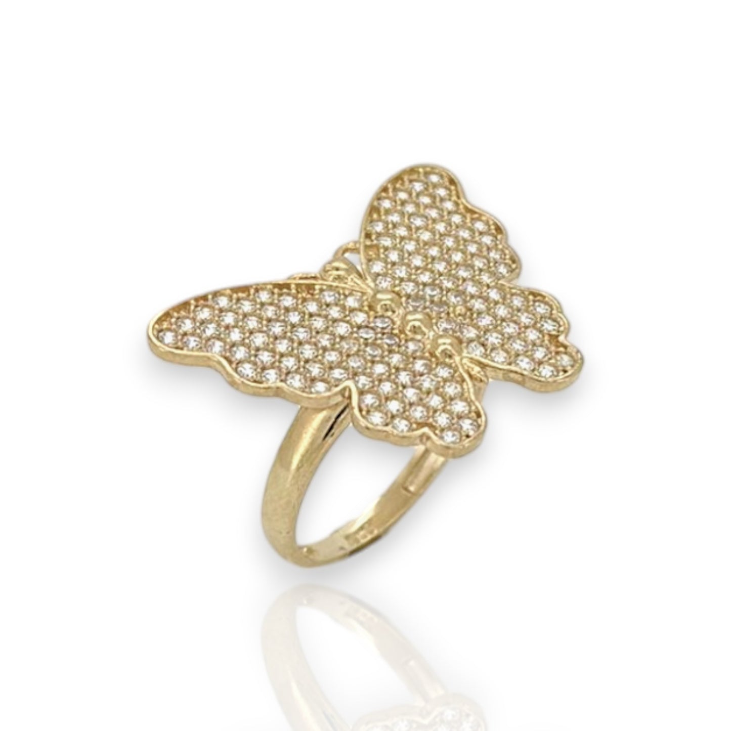 Butterfly CZ Ring - 10K Yellow Gold