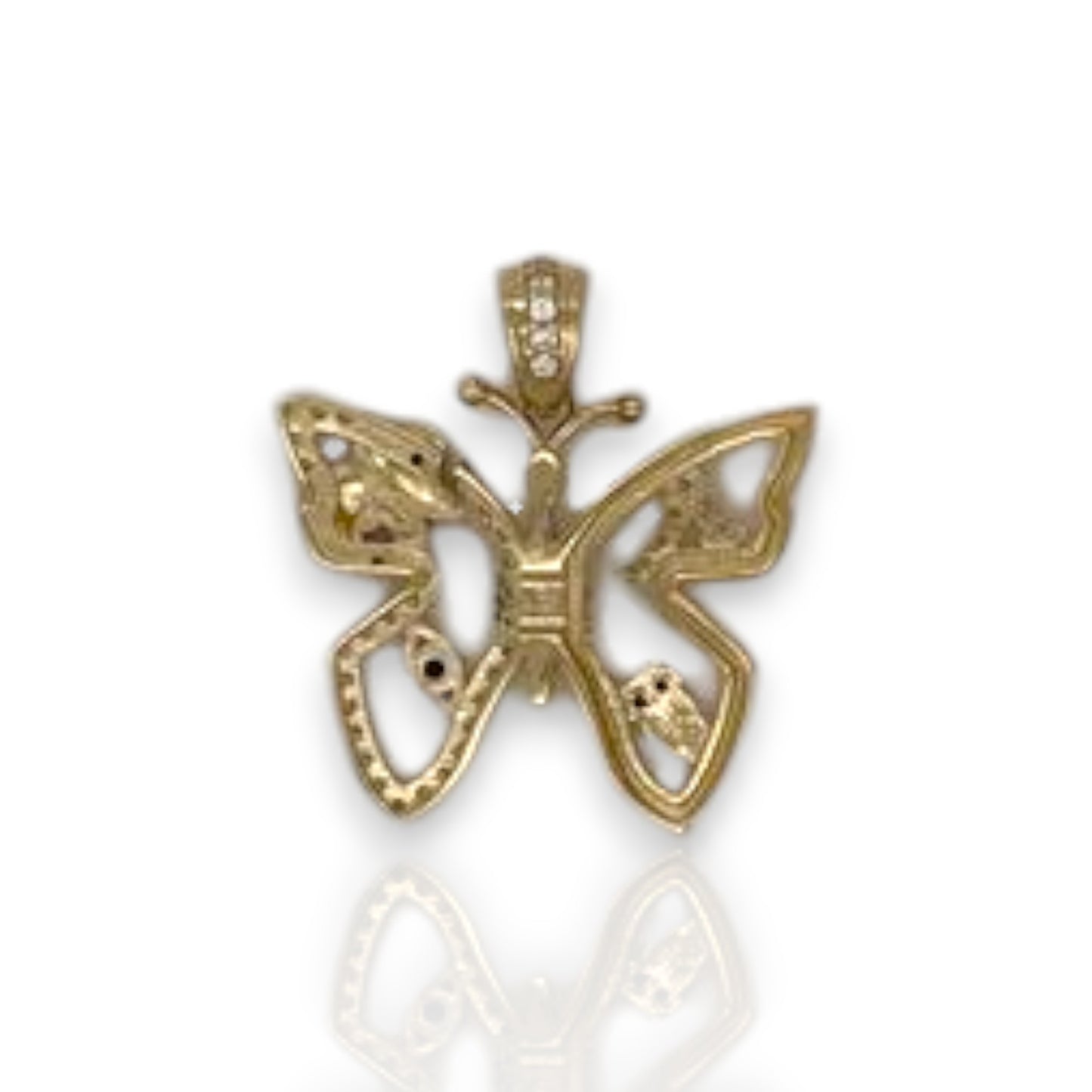 Butterfly Cz Pendant - 14K Yellow Gold