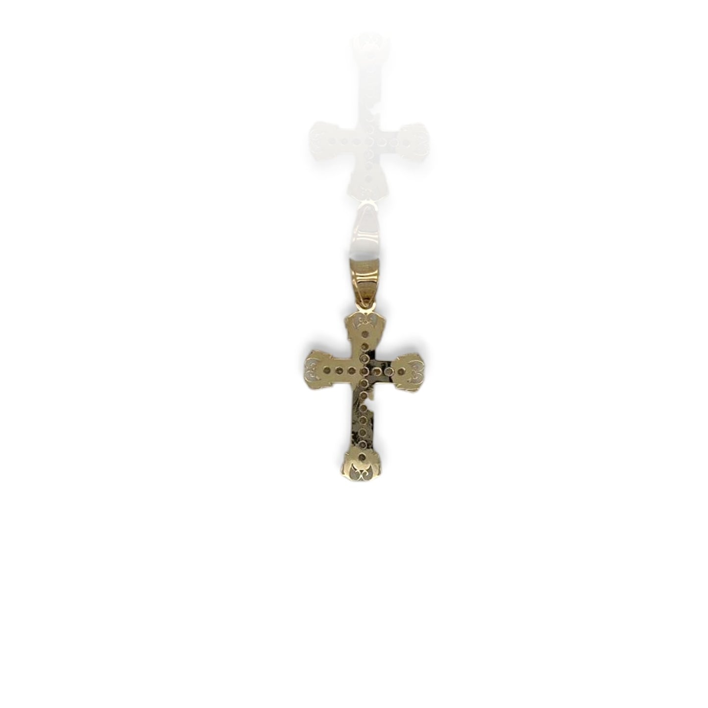 Cross CZ Pendant - 10K Yellow Gold