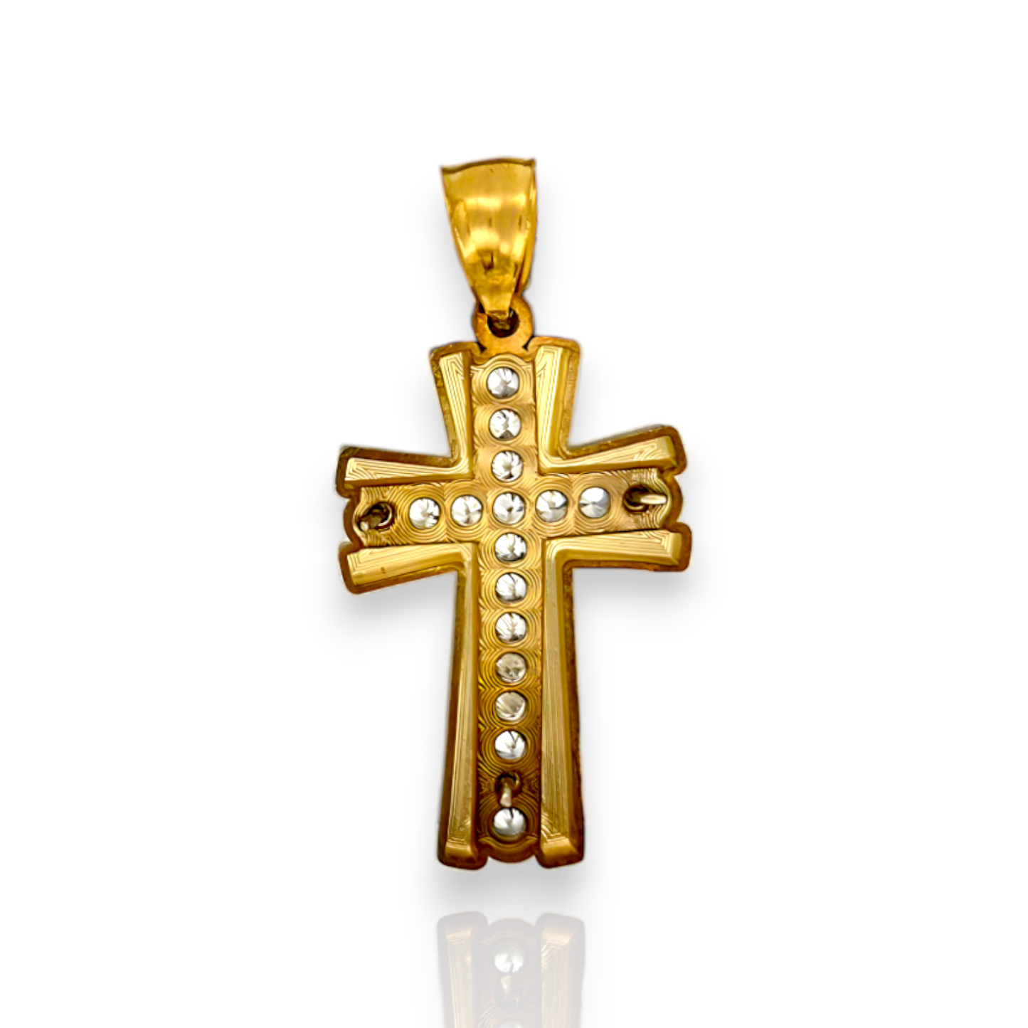 Colgante de crucifijo cruzado con circonita cúbica - Oro amarillo de 10 k