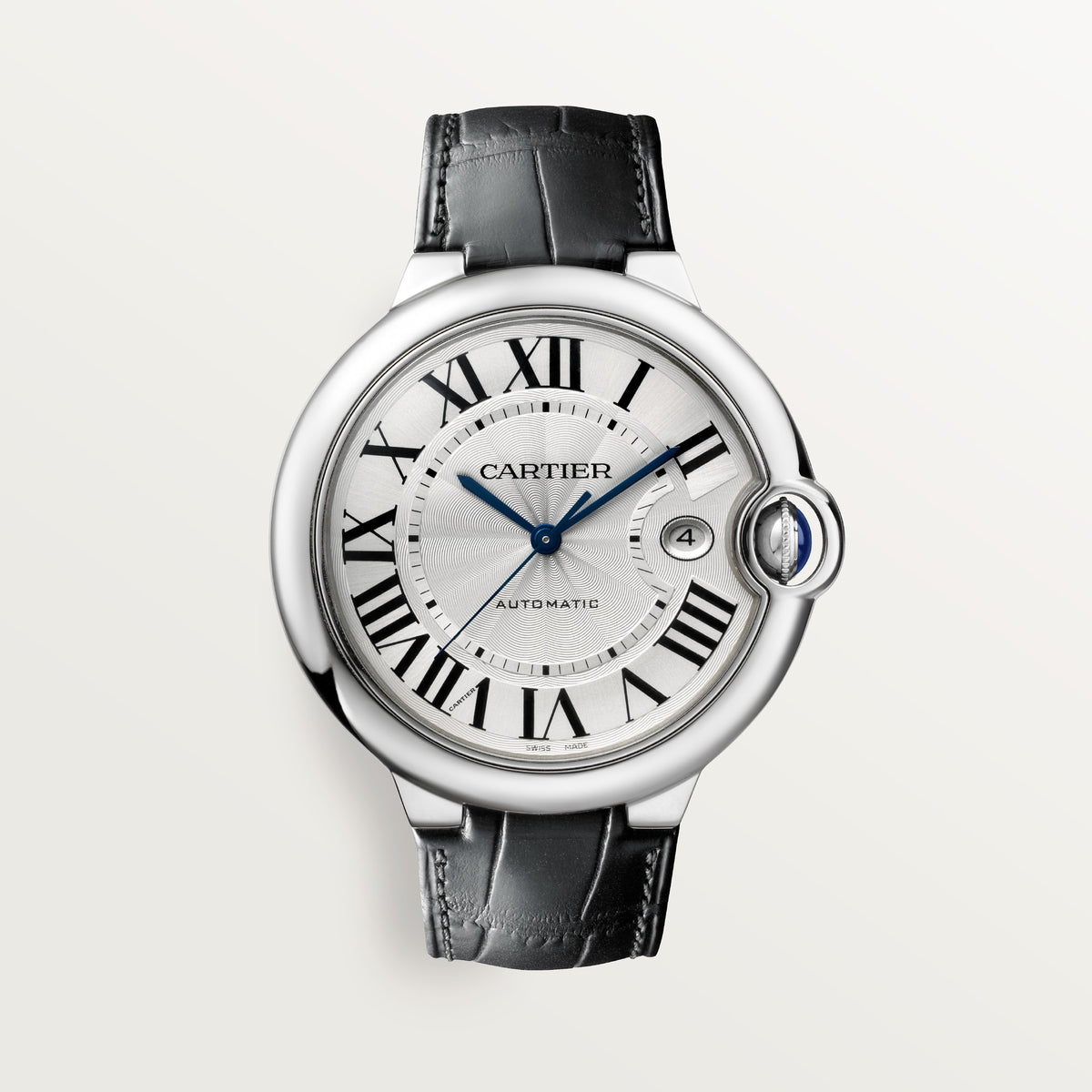 Cartier Ballon Bleu de Cartier WSBB0026 - 42 mm Steel, Silvered guilloché opaline Dial, Black alligator leather strap