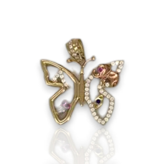 Butterfly Cz Pendant - 14K Yellow Gold