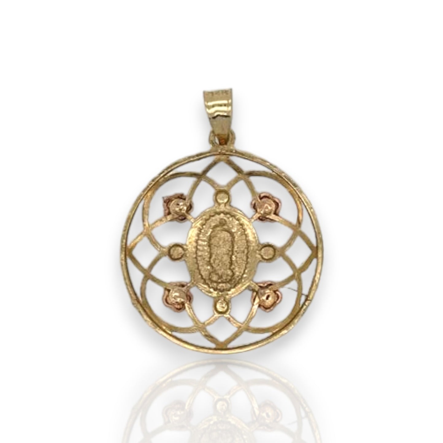 Virgin De Guadalupe Two Tone Pendant - 14K Yellow Gold