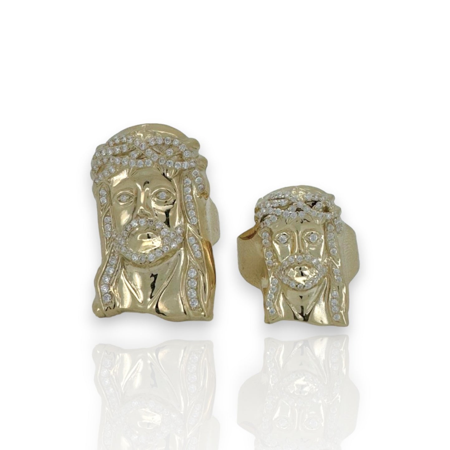 Jesus Head With CZ Ring - 10K Yellow Gold