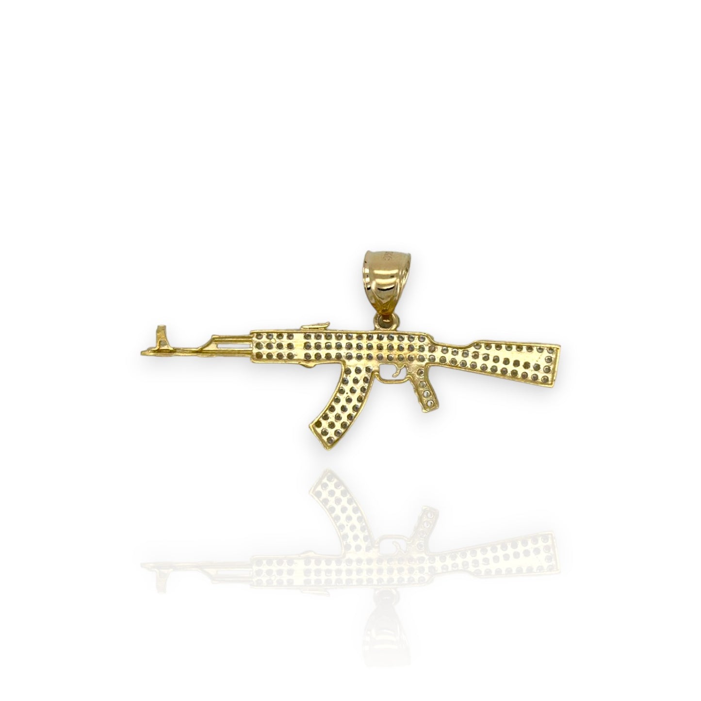 Ametralladora "AK47" Colgante de dos tonos CZ - Oro amarillo de 10 k
