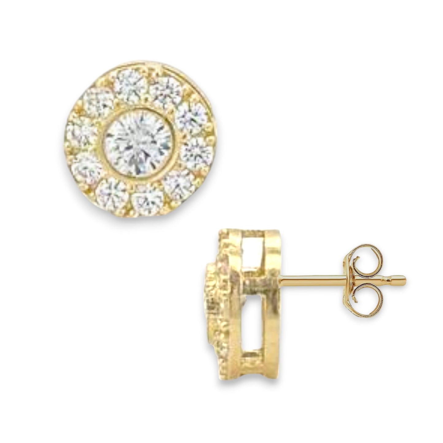 Round ZC Earrings - 10K Yellow Gold