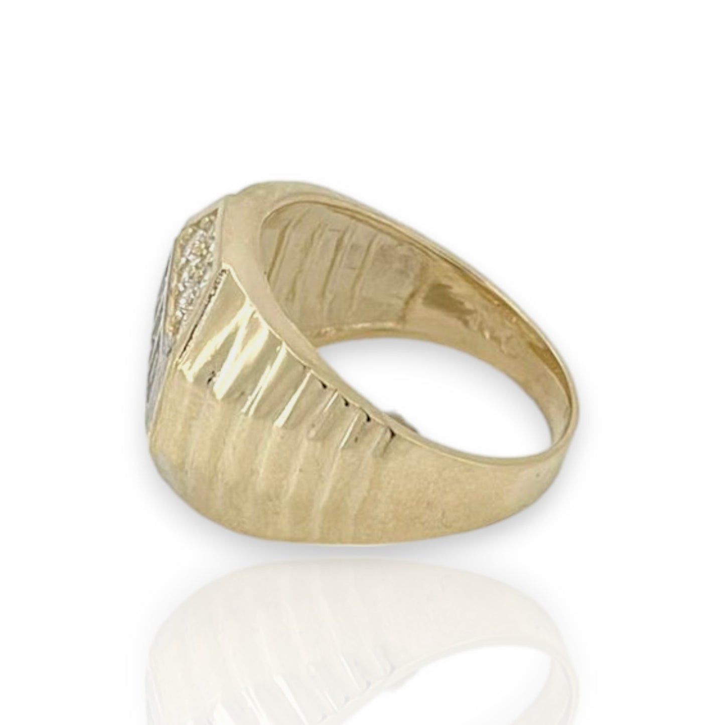 Anillo DAD CZ para hombre - Oro amarillo de 10 quilates