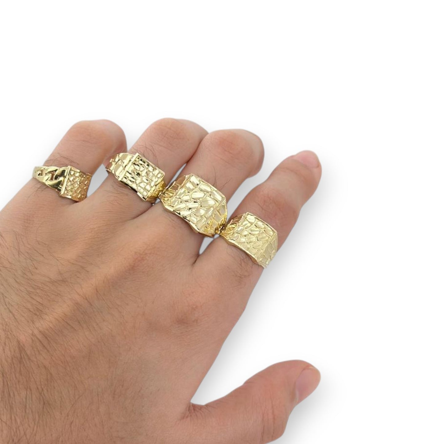 Nugget Square CZ Ring - 10K Yellow Gold