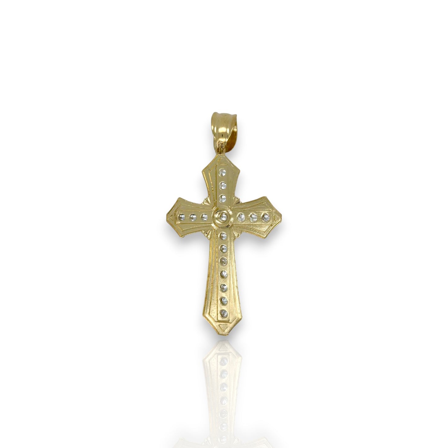 Cross Crucifix Two Tone Pendant - 10k Yellow Gold