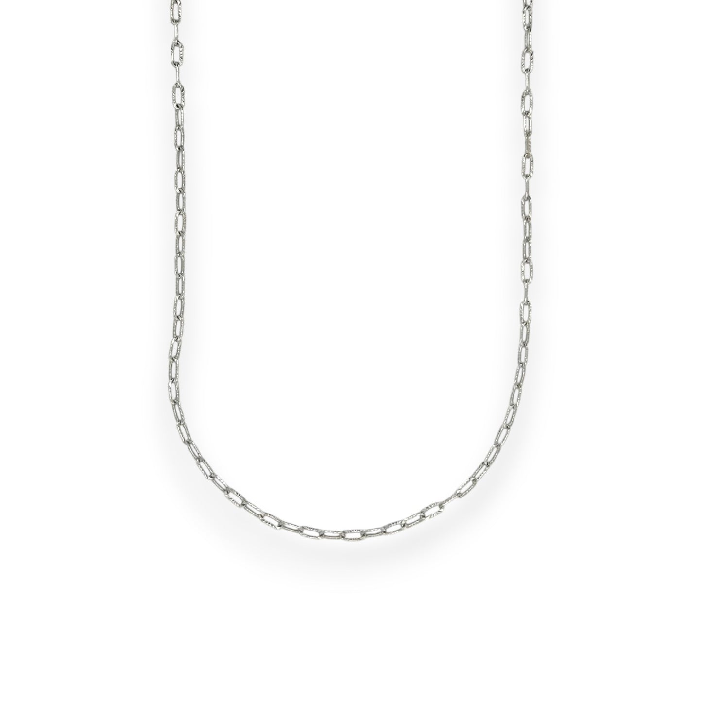 Solid Paperclip Texture - 14K White Gold
