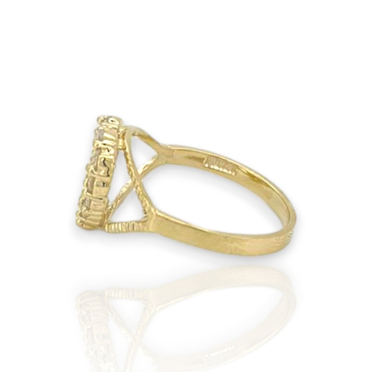 Anillo con forma de corazón con circonita cúbica "Love You" - Oro amarillo de 10 quilates