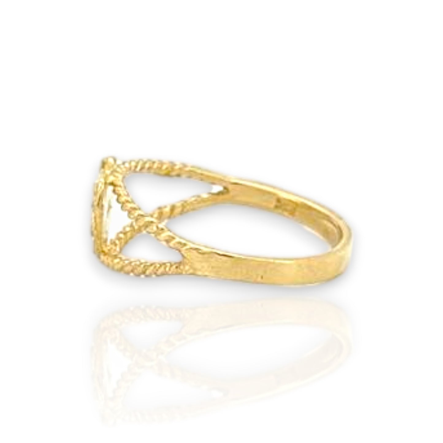 Textured Diamond Cut Heart Shaped Nugget Ring - 10K Yellow Gold