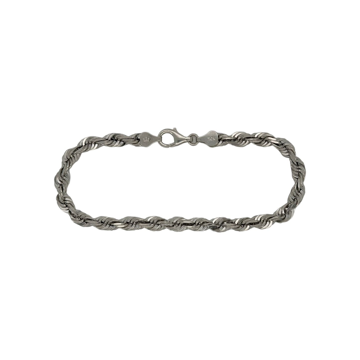 Rope Chain Bracelet - 10K White Gold - Solid