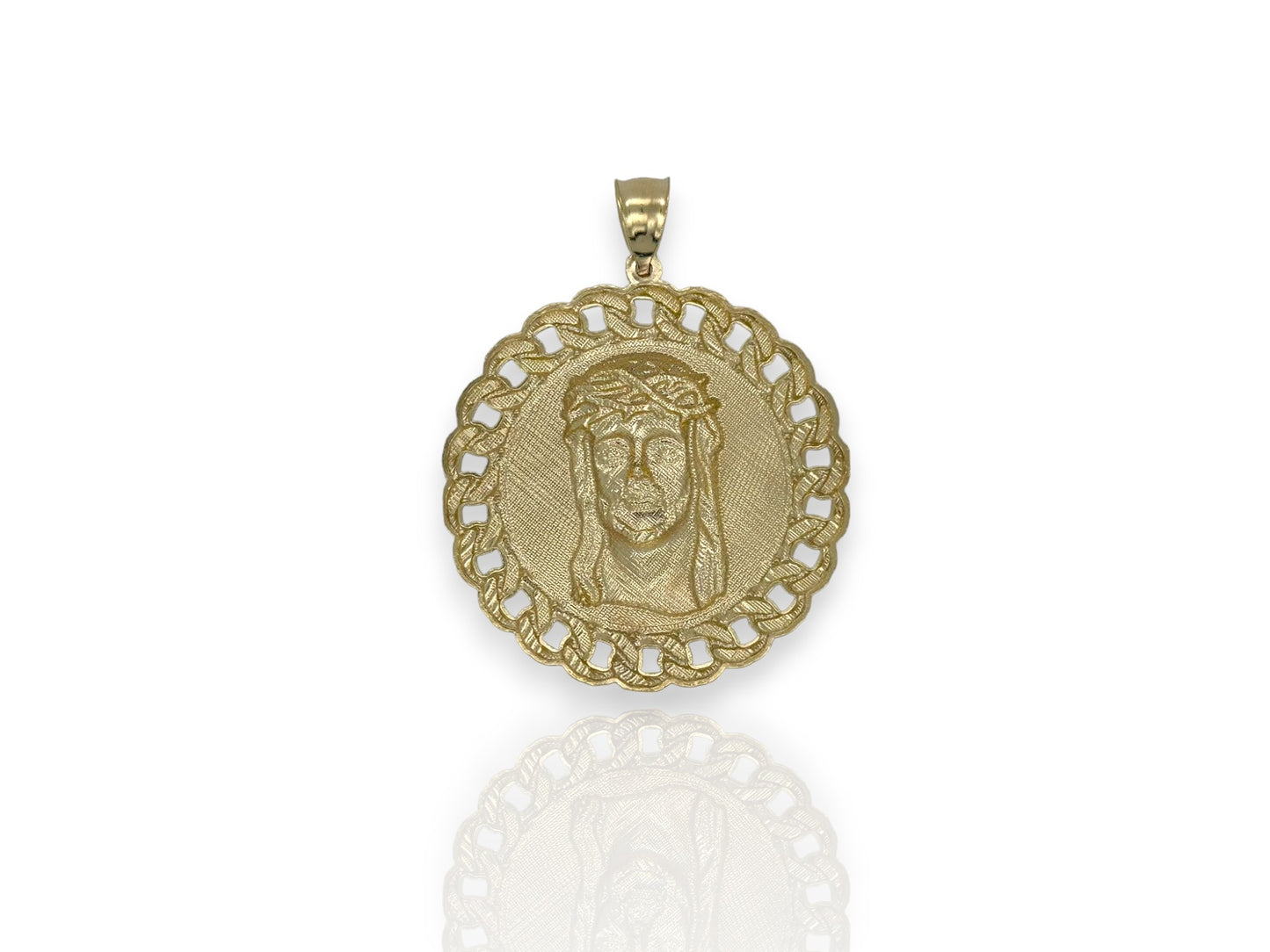 Jesus Medallion Pendant - 10k Yellow Gold