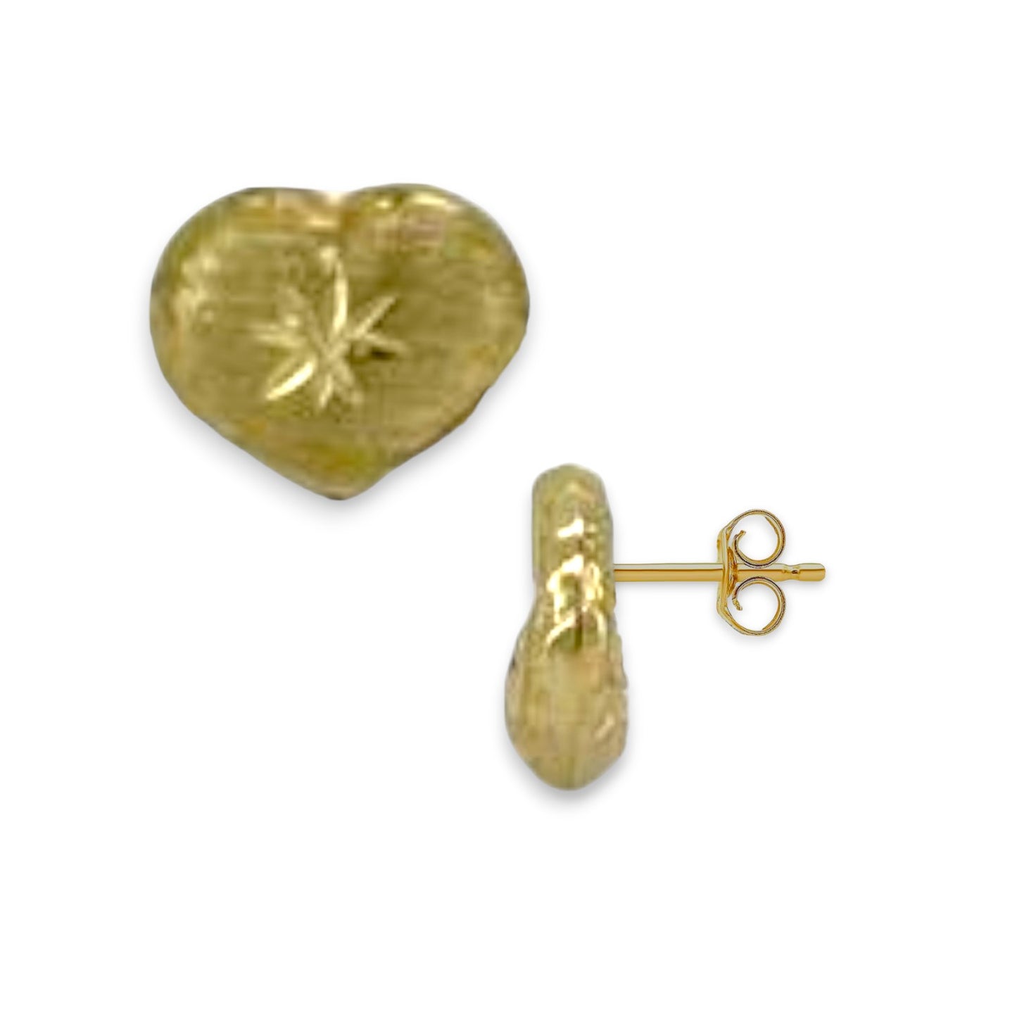 Heart Earrings - 10K Yellow Gold
