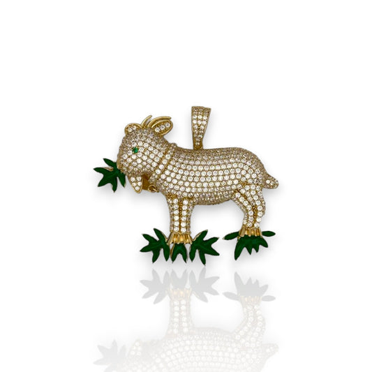 Sheep Cz Pendant  - 14k Yellow Gold