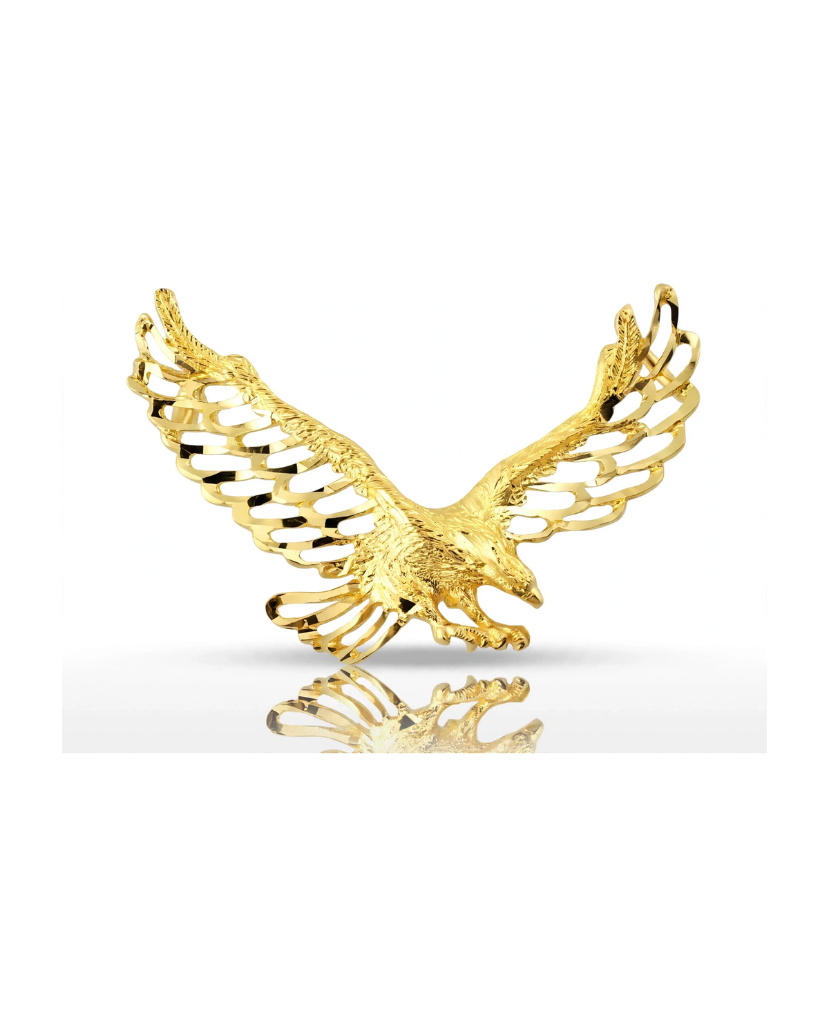 Openwork Eagle Pendant with Wide Spread Wings - 10K Yellow Gold