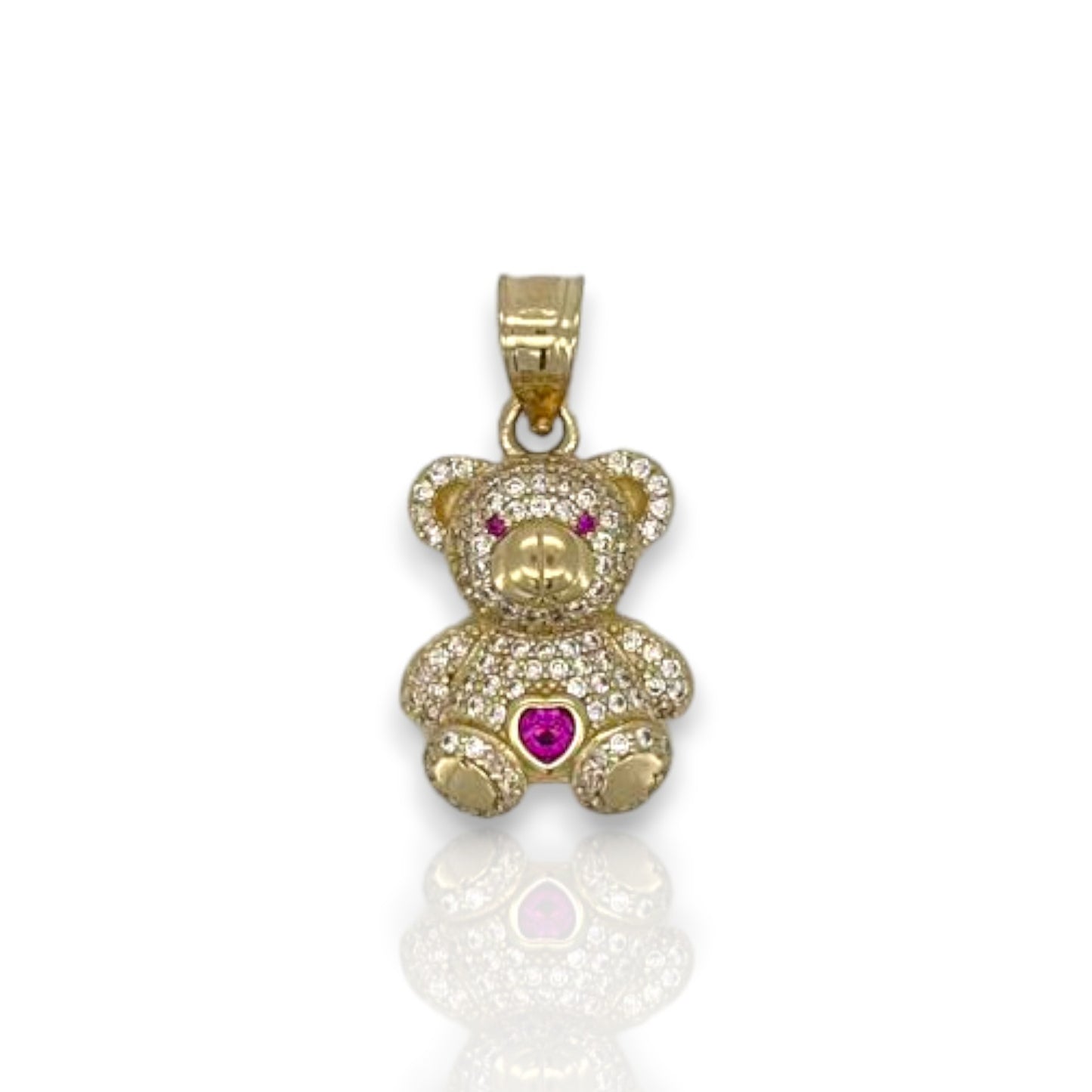 Teddy Bear Pendant Cubic Zirconia CZ - 14k Yellow Gold