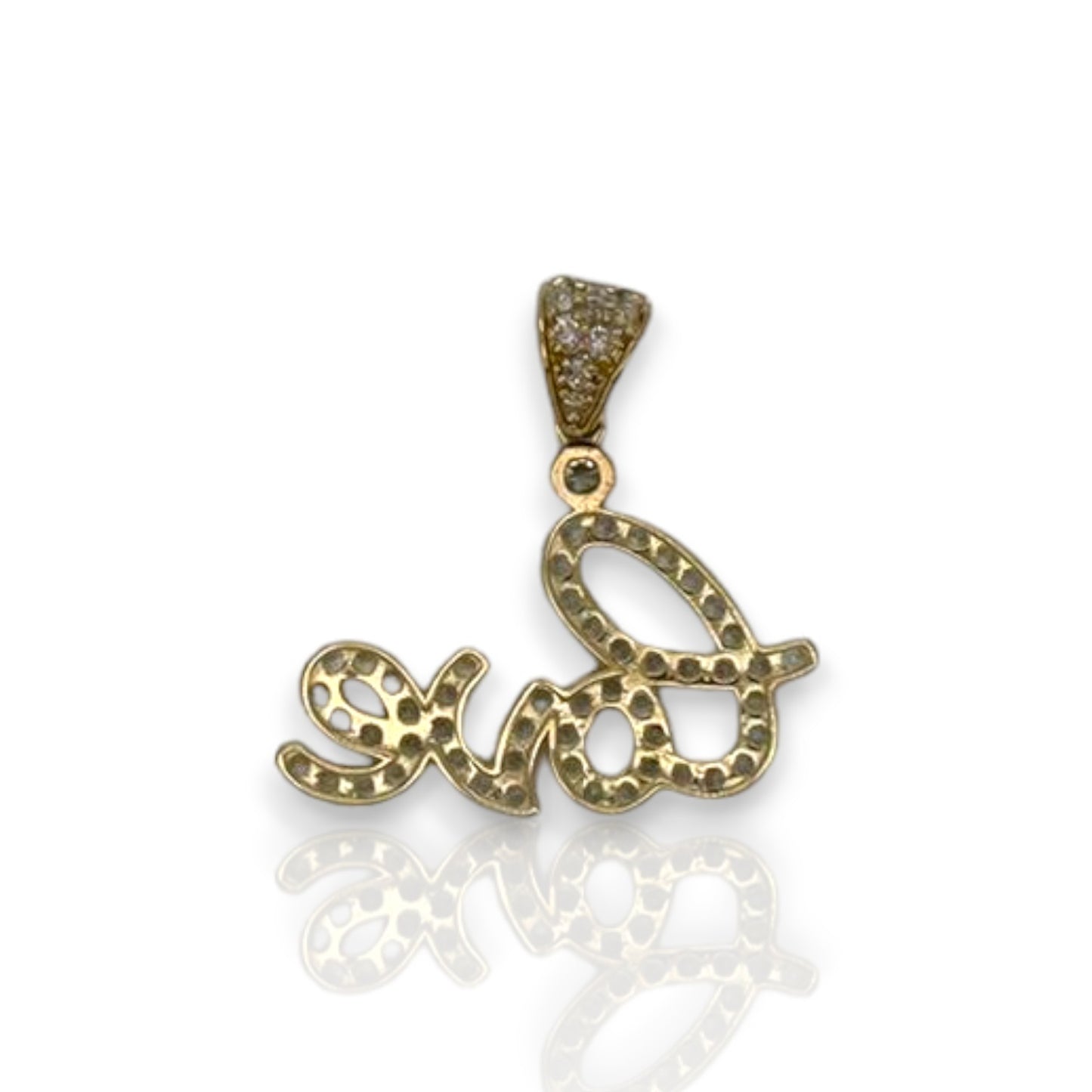 Love Cz Pendant - 14K Yellow Gold