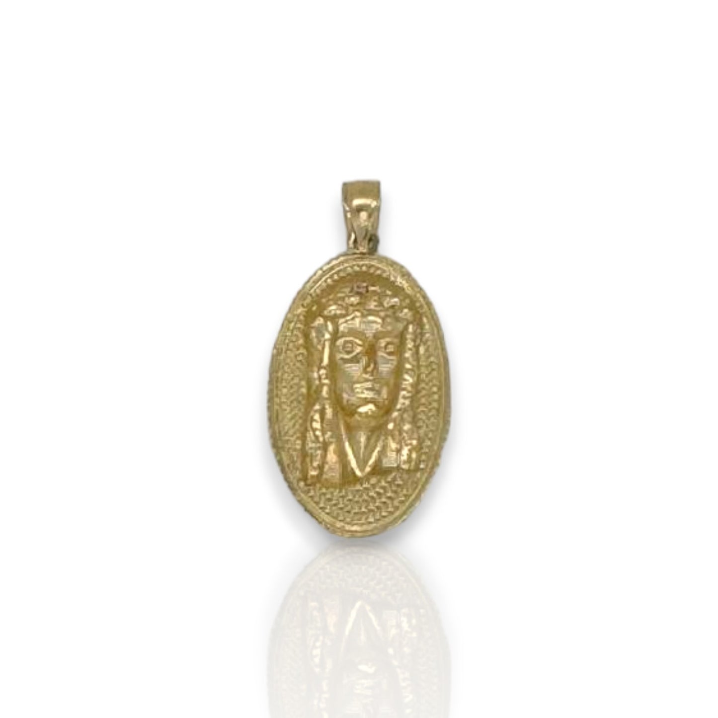 Jesus Face Medallion Pendant - 14k Yellow Gold