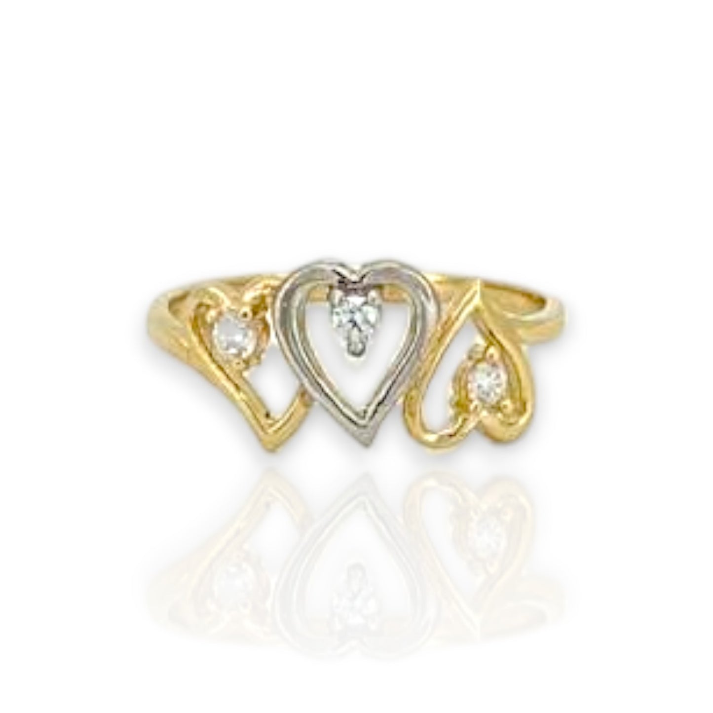 Heart CZ Ring - 10K Yellow Gold