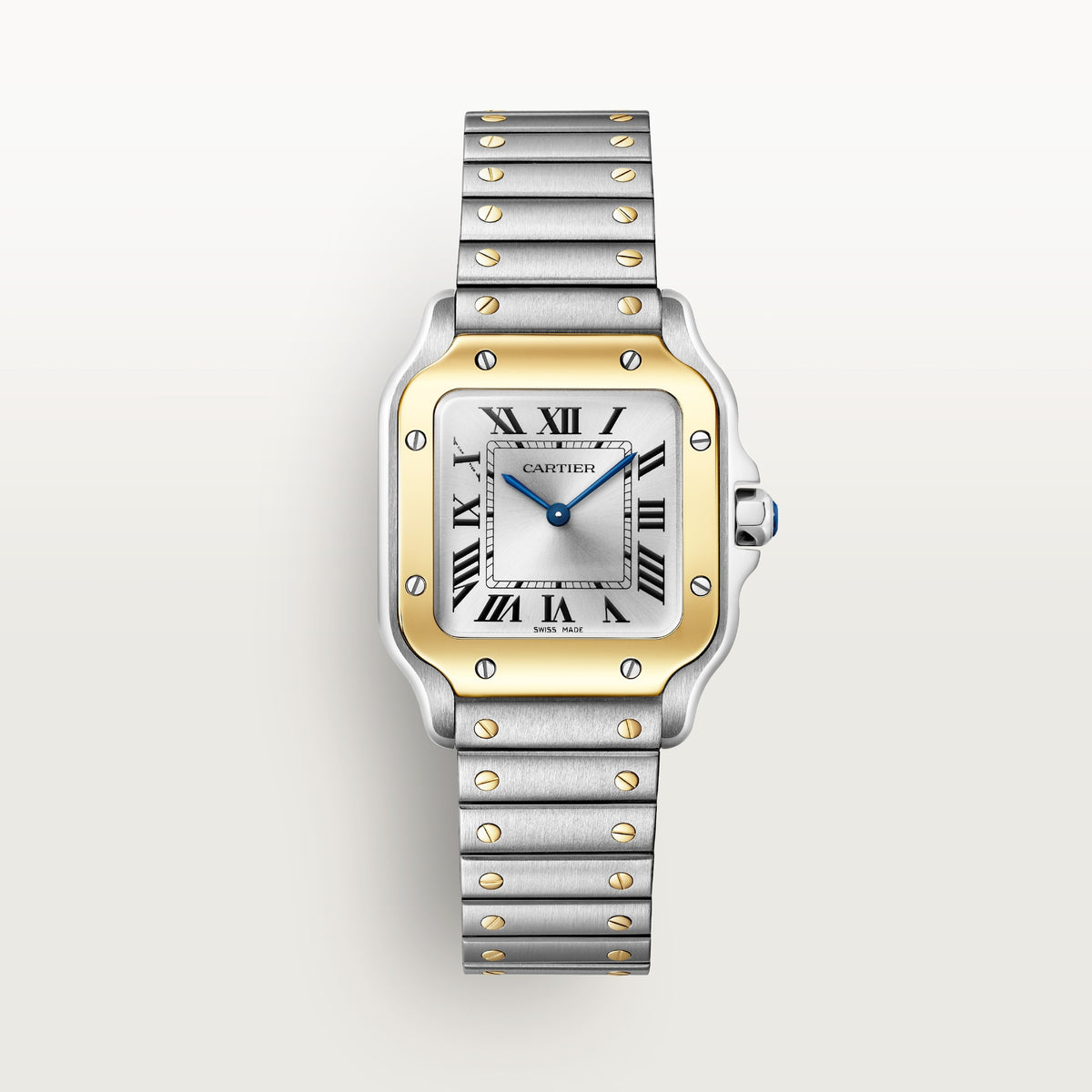 Cartier Santos de Cartier W2SA0033 - Small model Gold and steel (18K yellow gold and steel case), Silvered sunray Dial, Steel bracelet