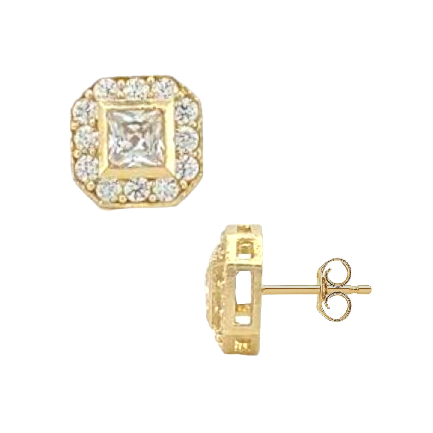 Octagon ZC Earrings - 10K Yellow Gold