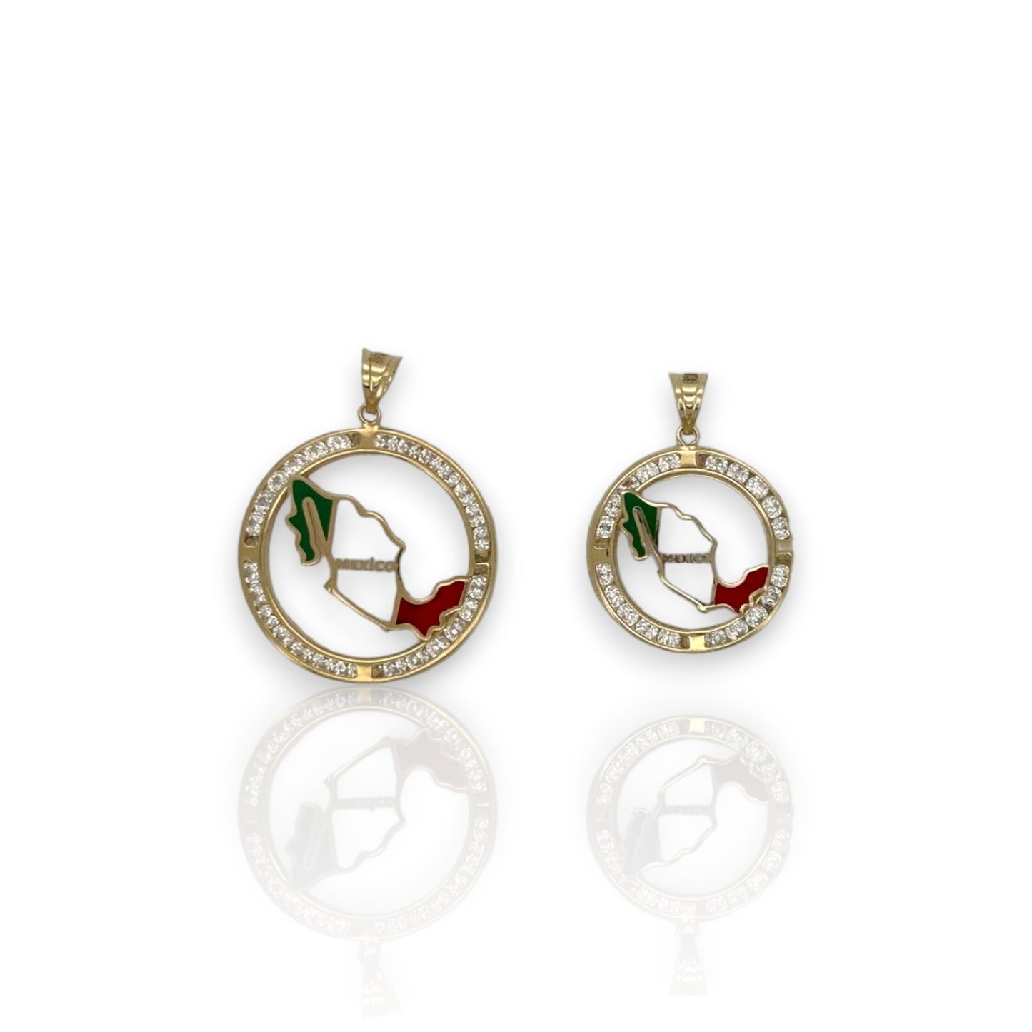Mexico Medallion Cz Pendant - 14K Yellow Gold