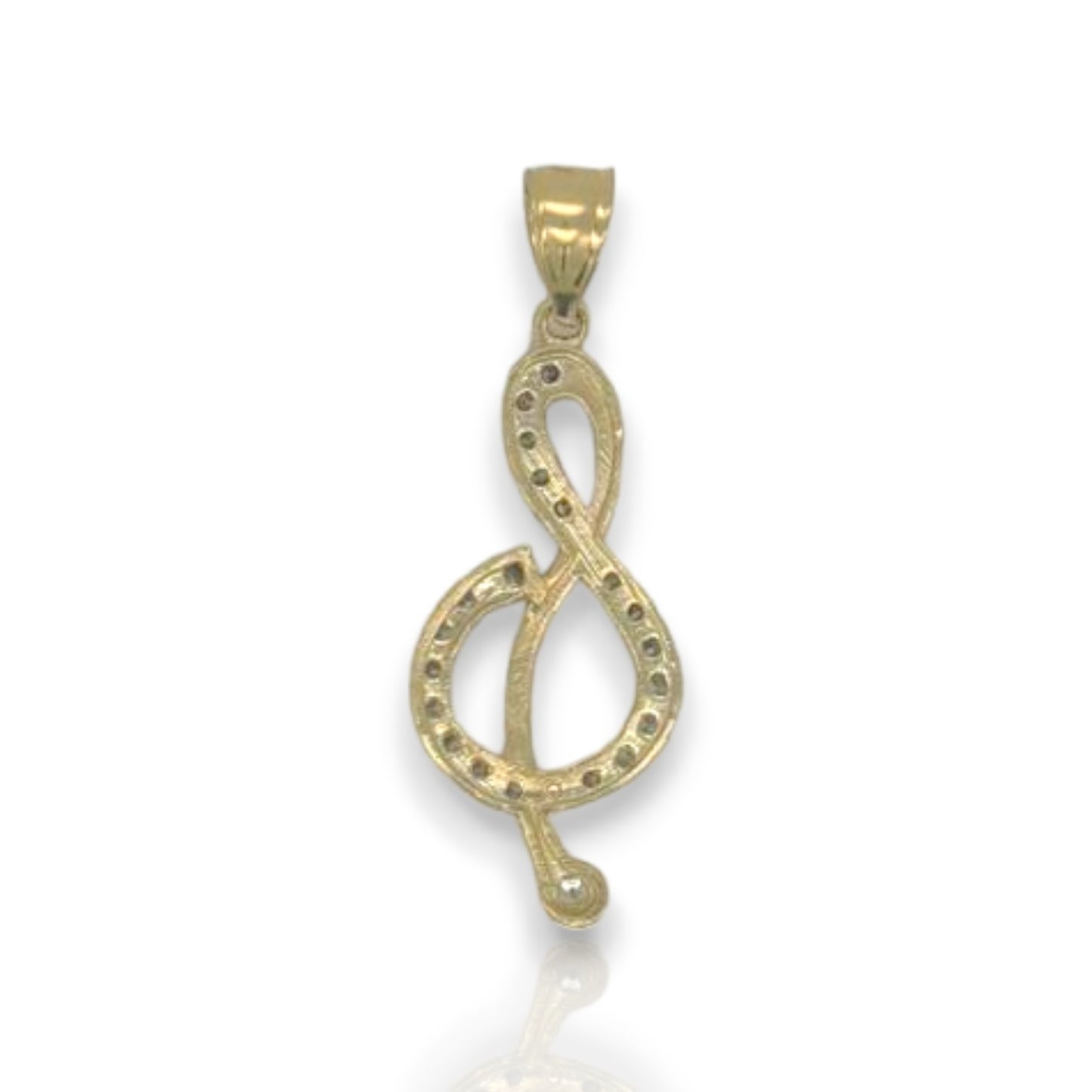 Music Note Two Tone Pendant - 10K Yellow Gold
