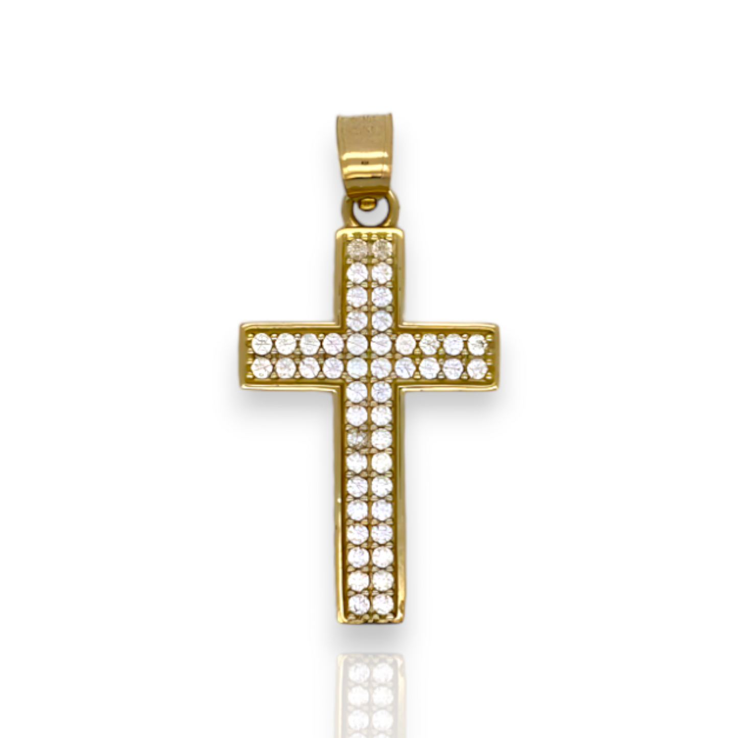 Cross Pendant With Cubic Zirconia CZ - 10k Yellow Gold