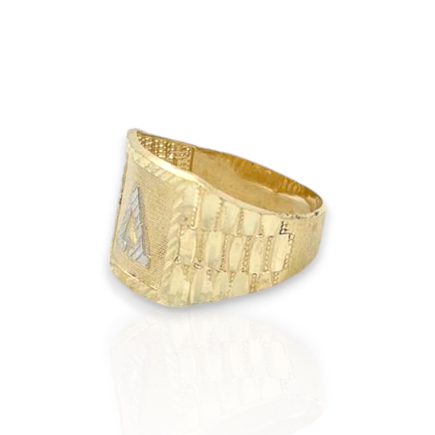 Initials Diamond Cut Ring - 10K Yellow Gold