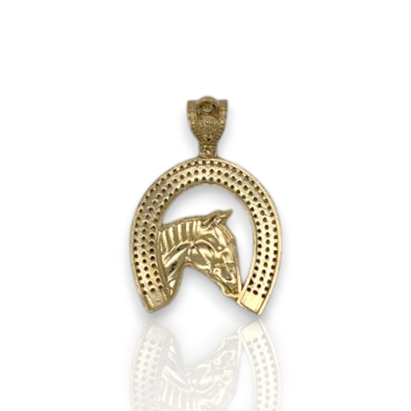 Horseshoe Cz Pendant - 14K Yellow Gold