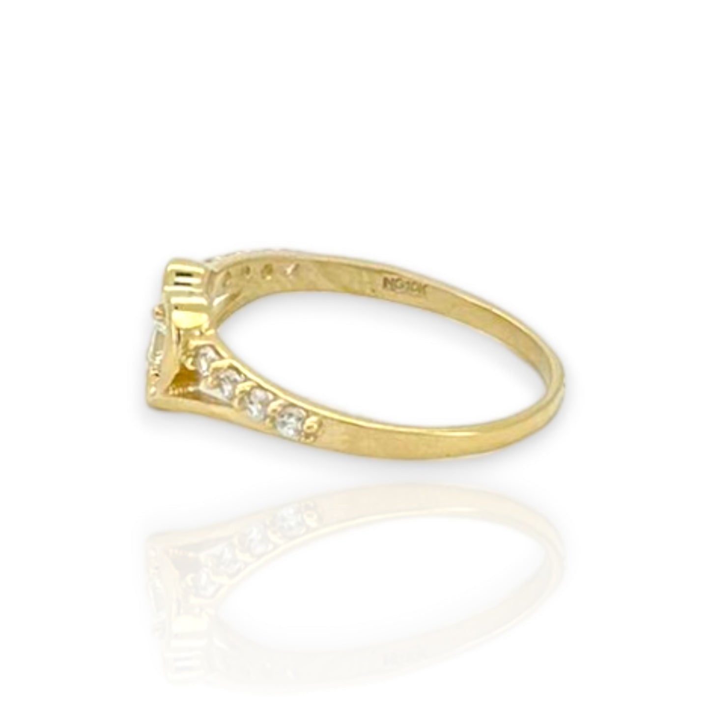 Heart CZ Ring - 10K Yellow Gold