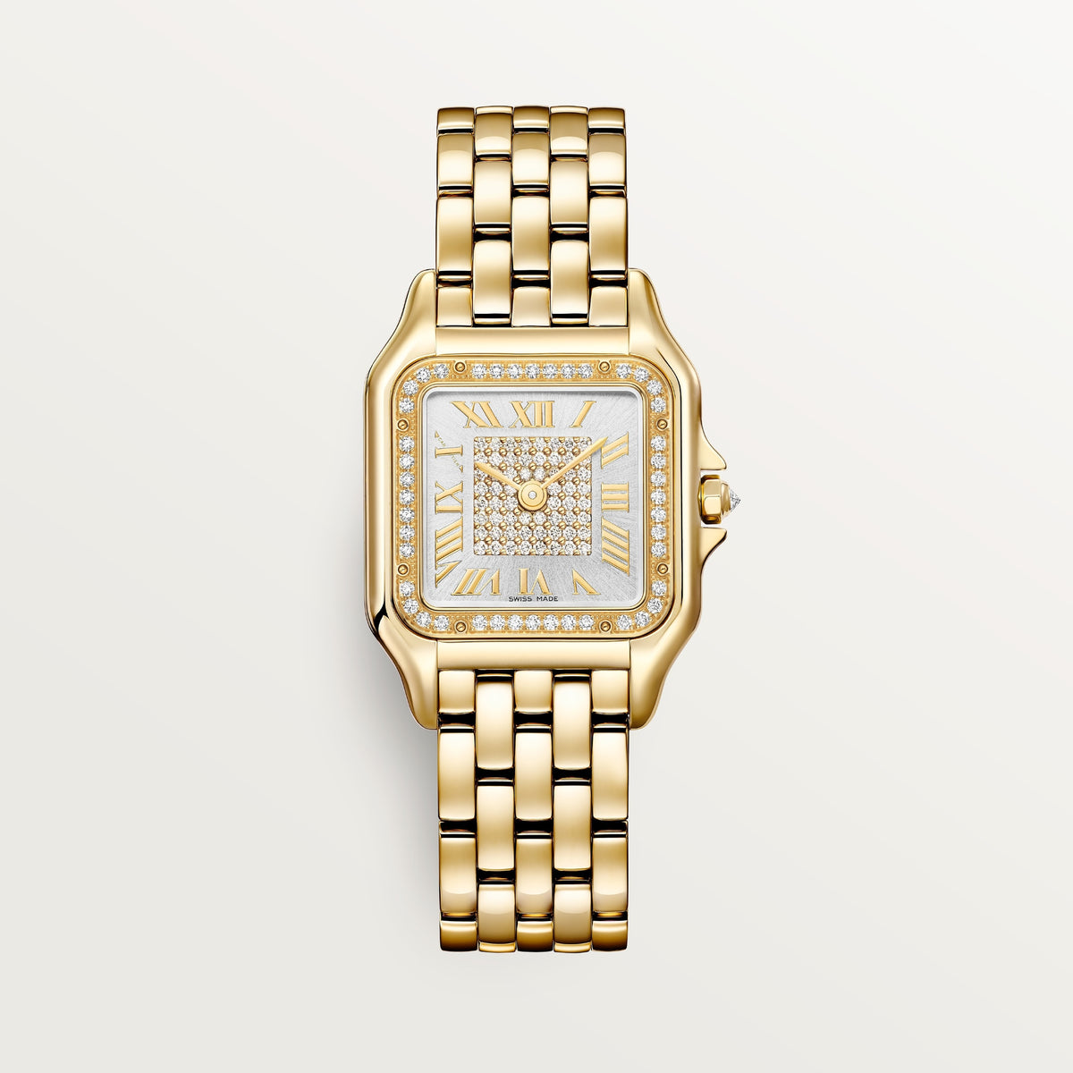 Cartier Panthère de Cartier WJPN0093 - Medium model Yellow gold, Silvered sunray-brushed set with 60 diamonds (0.22 ct) Dial, Yellow gold bracelet