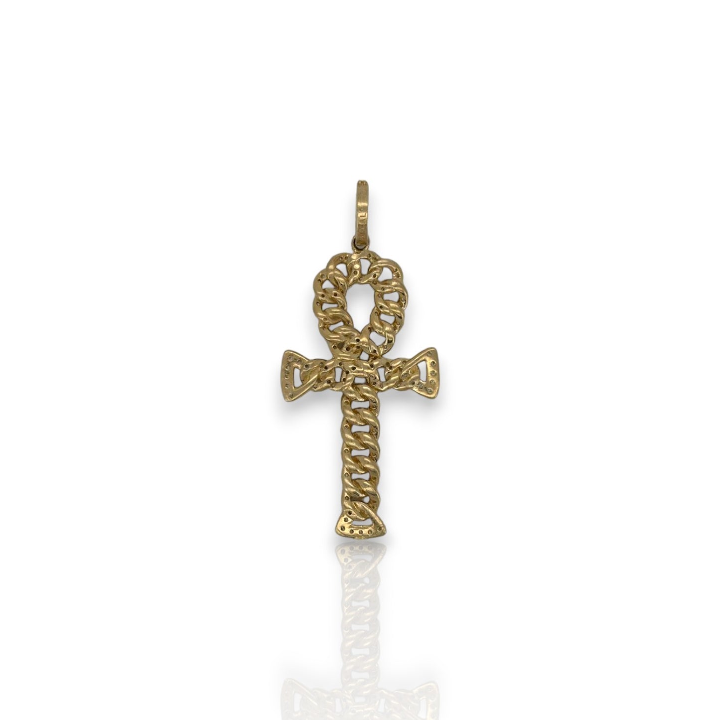 Ankh Cz Cross - 14K Yellow Gold