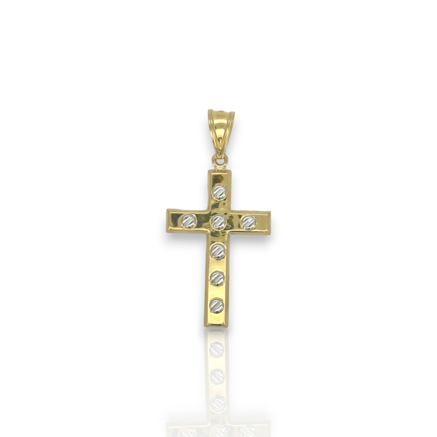 Cross Two Tone Pendant - 14k Yellow Gold