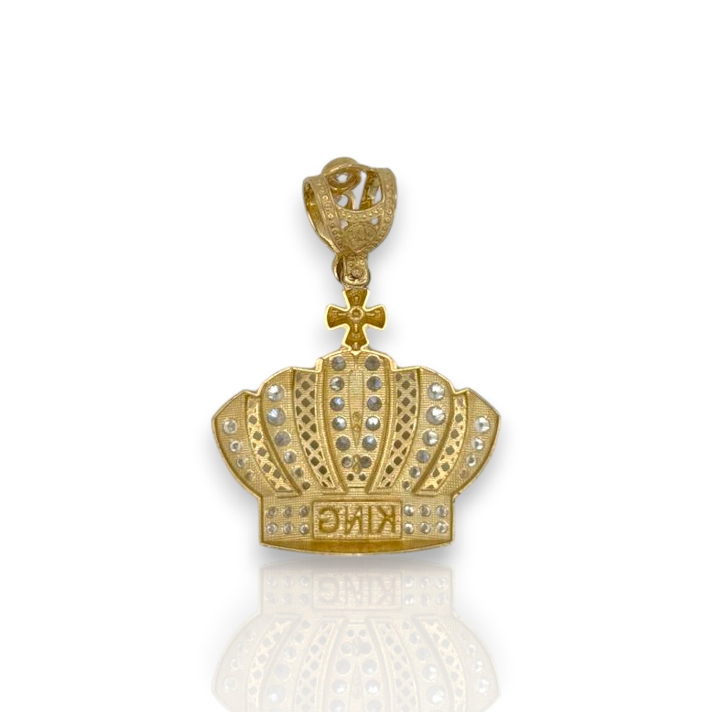 Crown "King" Cz Pendant - 14k Yellow Gold
