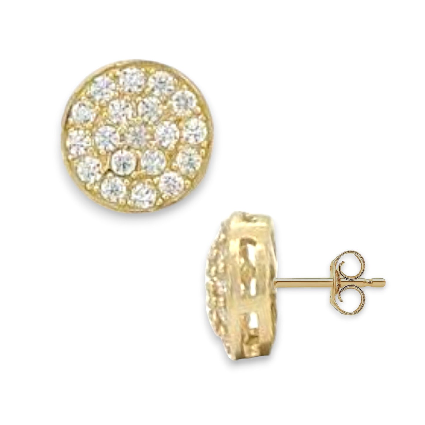 Round ZC Earrings - 10K Yellow Gold